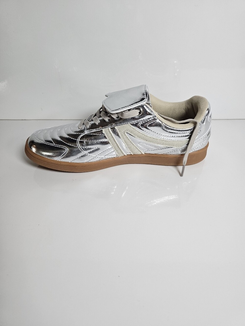 Steve Madden Madrid Metallic Silver Sneakers Women's Size 9.5 New Without Box - Picture 6 of 9